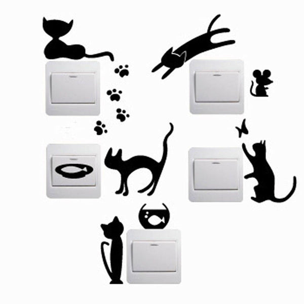 5pcs 3d black cats wall stickers